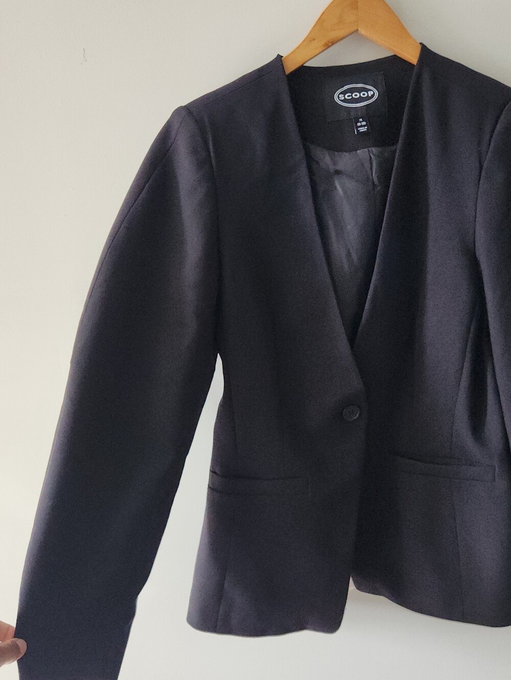 Scoop Black Puff Sleeve Blazer Jacket Womens Medium One Button Tailored
